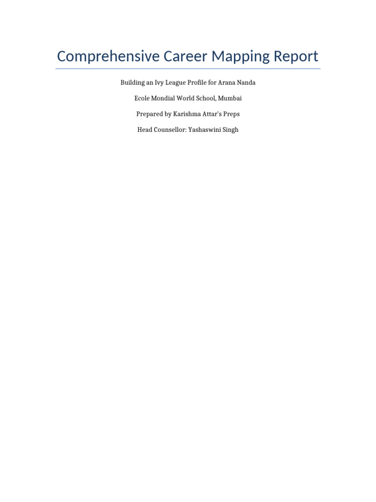 Comprehensive Career Mapping Report Arana Nanda v2 | PDF | Learning