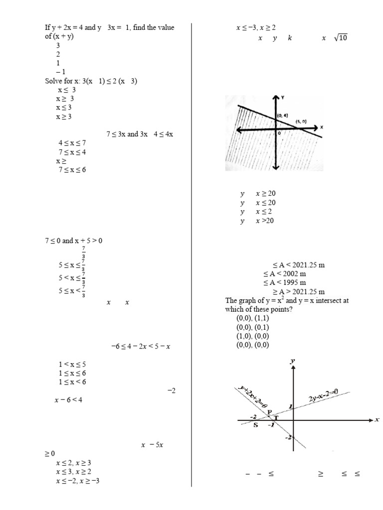 SS2 Mathematics Mid-Term Test | PDF | Inequality (Mathematics ...