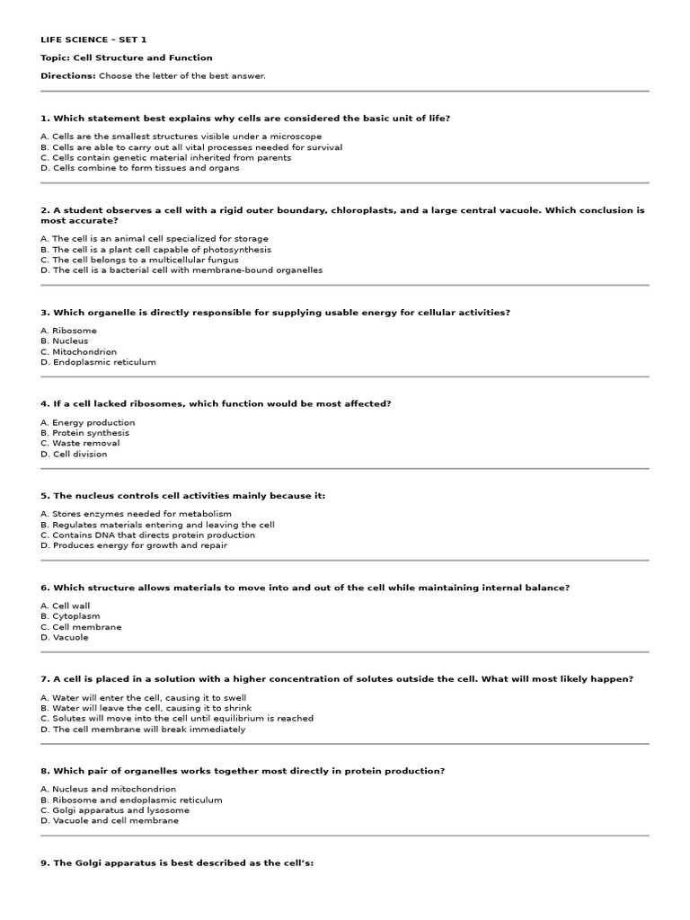 Science Entrance Exam Reviewer | PDF | Cell (Biology) | Dominance ...