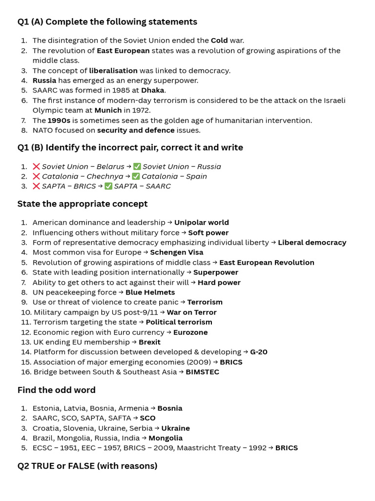 Notes Chap 1 | PDF | European Union | Soviet Union