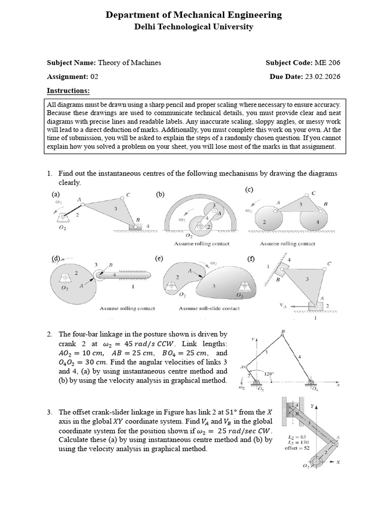Assignment 02 Velocity & Acceleration Analysis | PDF