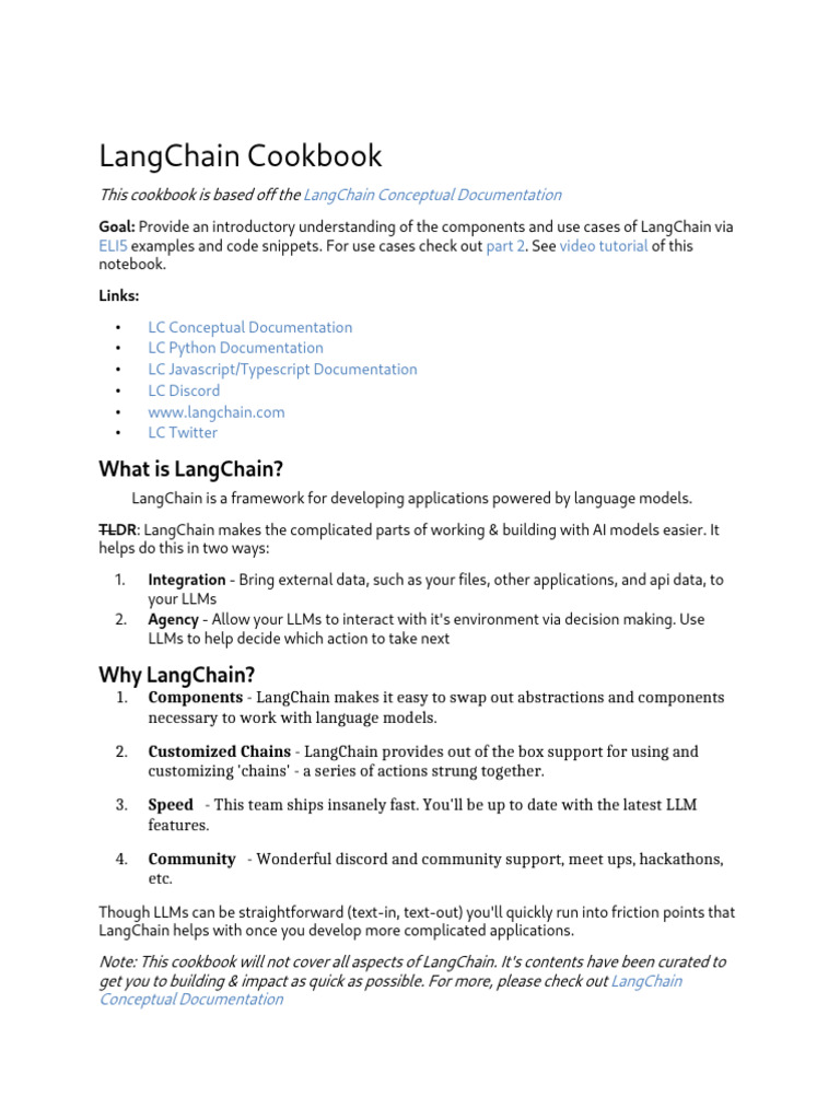 LangChain Cookbook Part 1 - Fundamentals | PDF | Parsing