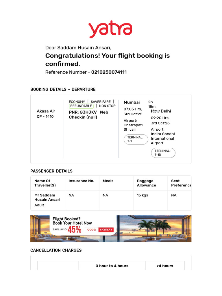Flight Booking Confirmation | PDF | Aviation