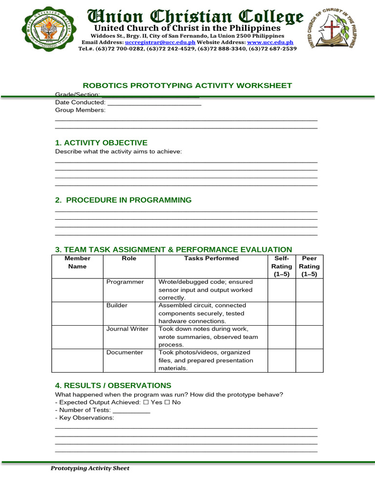 Robotics Prototyping Worksheet ISO-JHS-EDITION | PDF | Prototype ...