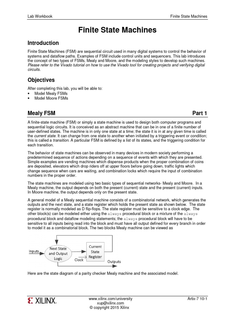 Xilinx Workbook - FSM | PDF | Computer Engineering | Digital Electronics