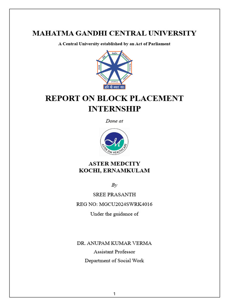 MSW Block Placement Report | PDF | Cardiology | Oncology