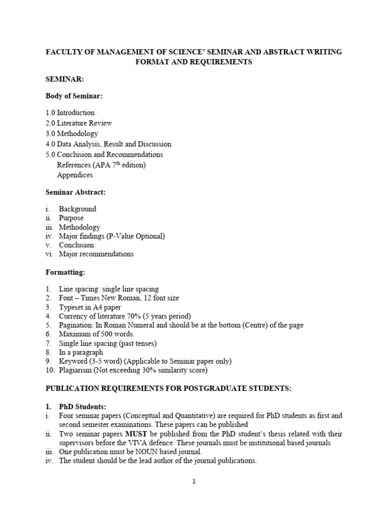 FMS Seminar and Abstract Format 1 | PDF | Methodology | Science
