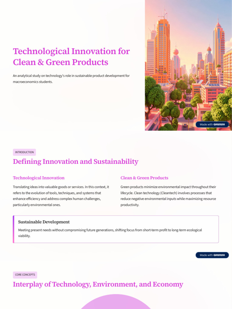 Technological Innovation For Clean and Green Products | PDF ...