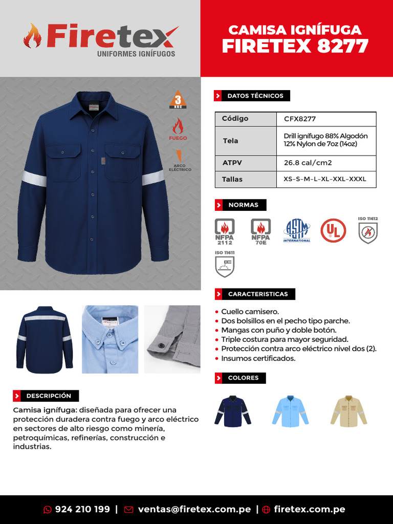Firetex 8277 Camisa Antiflama | PDF