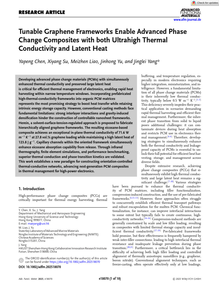 Adv Funct Materials - 2025 - Chen - Tunable Graphene Frameworks Enable ...