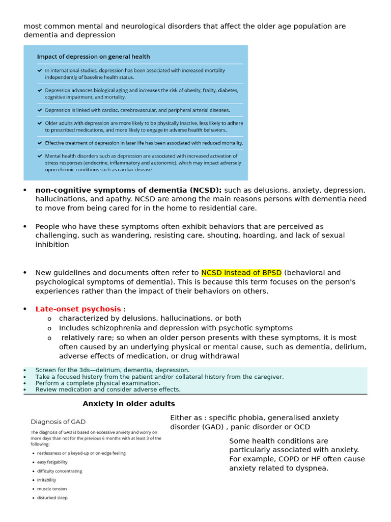 Mental Health Notes | PDF | Major Depressive Disorder | Psychosis