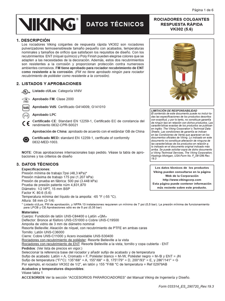 Catalogo Viking - Respuesta Rapida | PDF | Sistema de rociadores contra ...