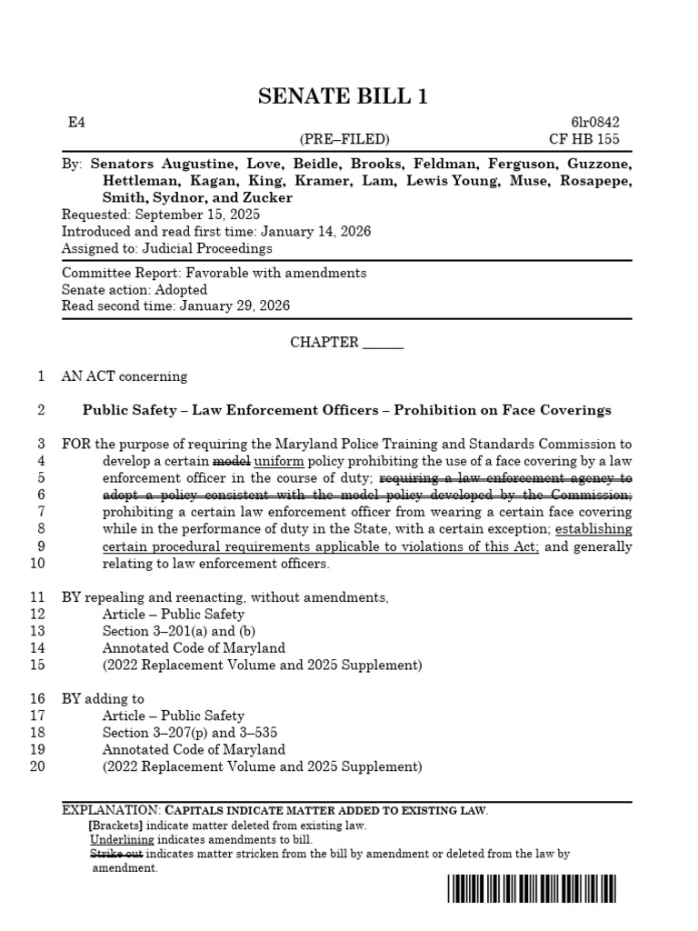 SB1 - 2026 Regular Session | PDF | Summons | Burden Of Proof (Law)