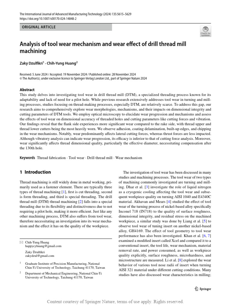 Analysis of Tool Wear Mechanism and Wear Effect of | PDF | Machining | Wear