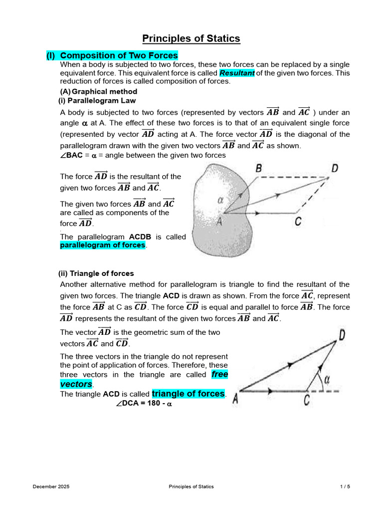 2) B - Principles of Statics | PDF | Force | Euclidean Vector