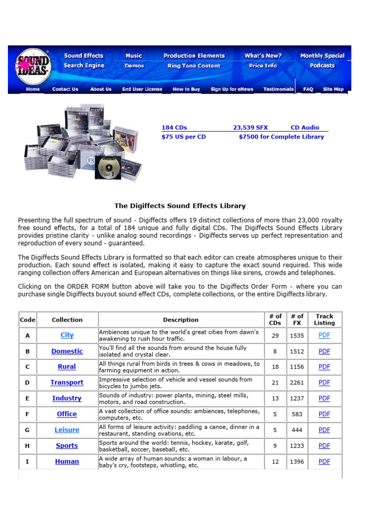 Sound Ideas Digiffects Sound Effects Library | PDF | Compact Disc