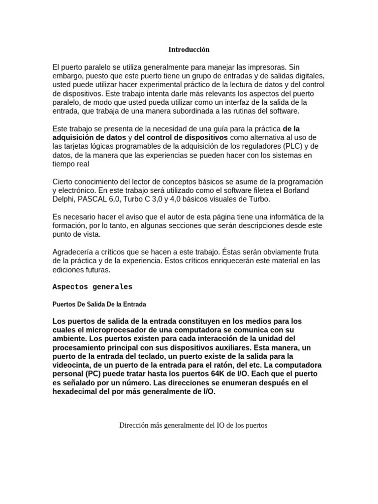 Puertoparalelo | PDF | Hardware de la computadora | Compatibles con PC Ibm