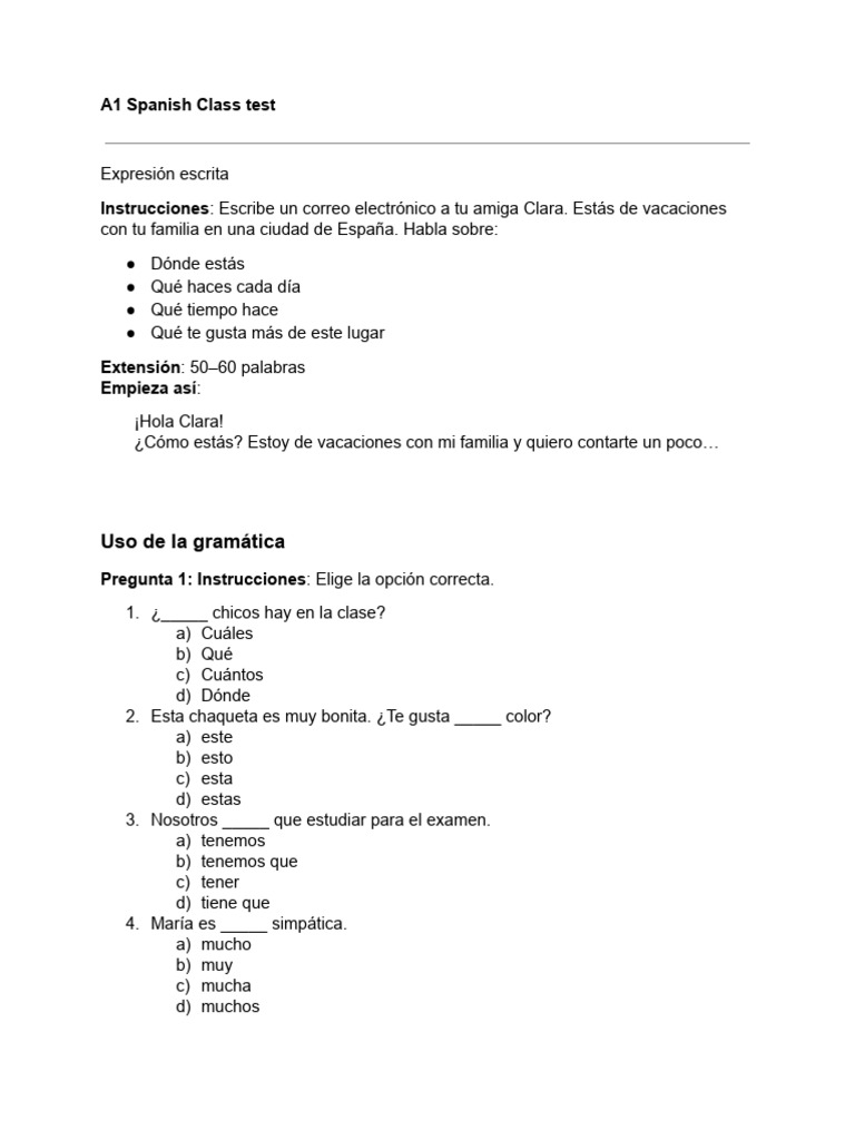 A1 Spanish Worksheet.docx | PDF