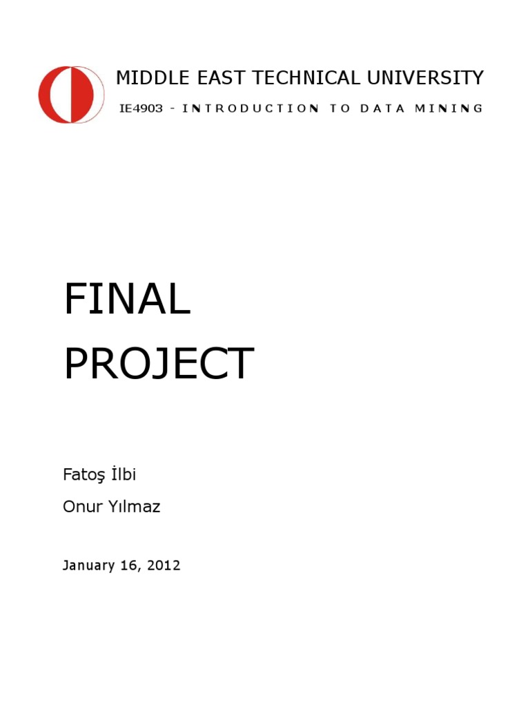Data Mining - Final Project | PDF | Test Set | Machine Learning