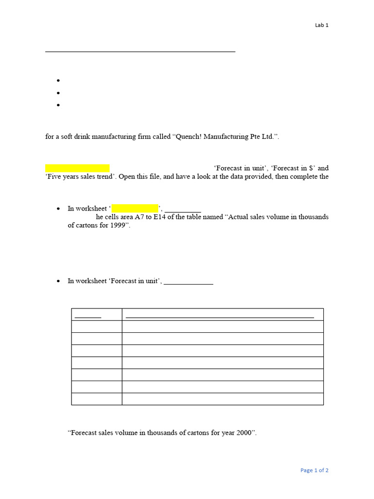 03 Lab1 Excel Exercise | PDF | Microsoft Excel