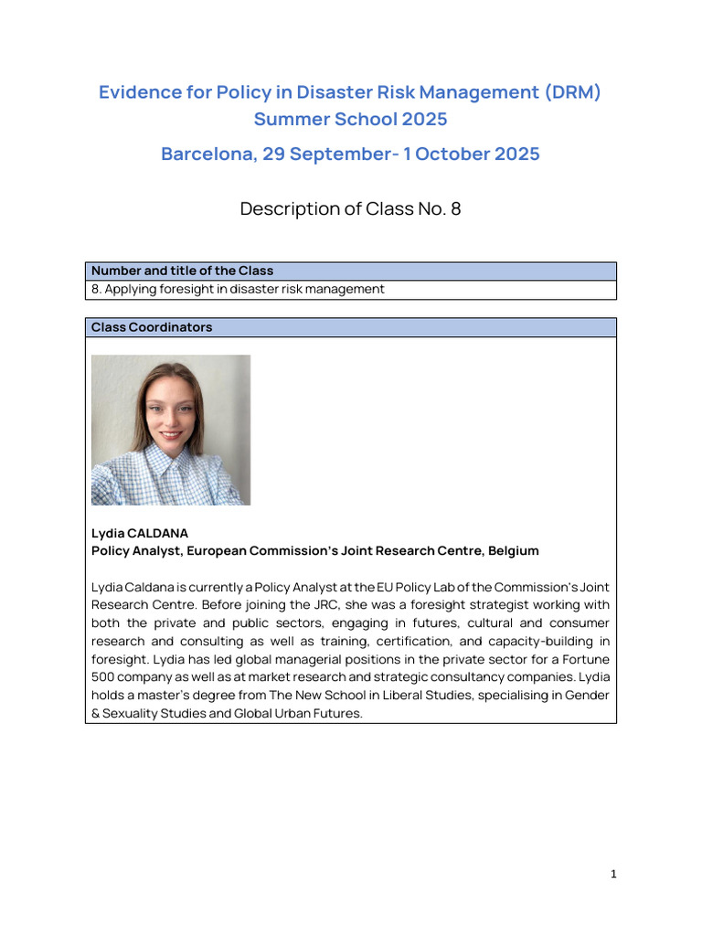Class 8 - Applying Foresight in Disaster Risk Management | PDF