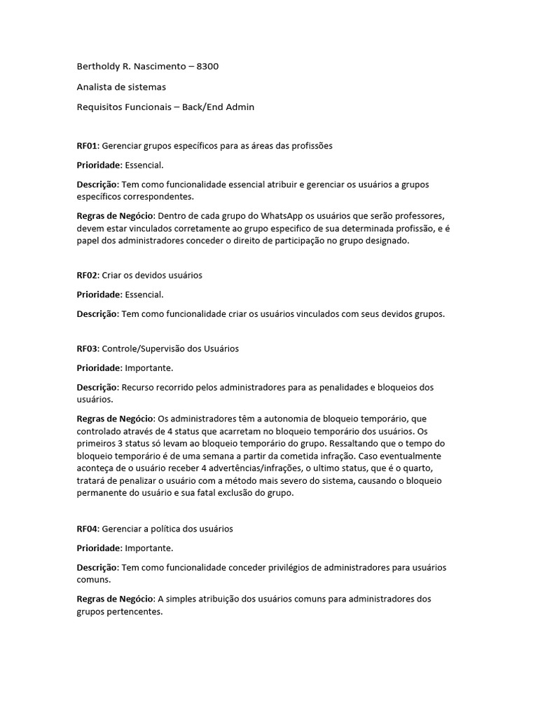 Fluxograma de Atividade - BackEnd - Admin | PDF