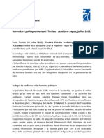 3C Etudes - Communiqué baromètre politique Tunisie, 7è vague - juillet 2012