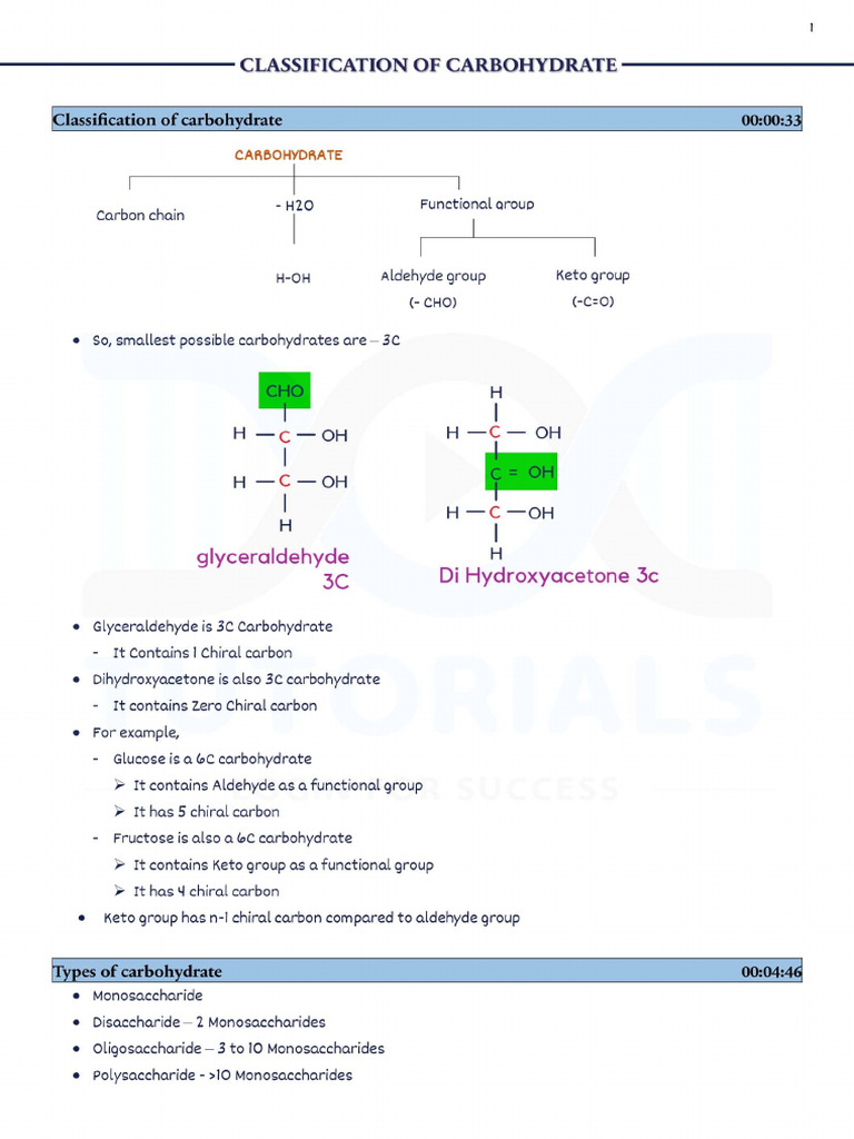 Classification of Carbohydrate | PDF