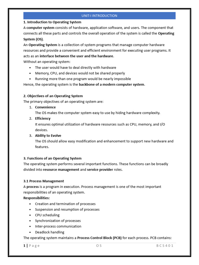 Unit 1 (Introduction) | PDF | Operating System | Kernel (Operating System)
