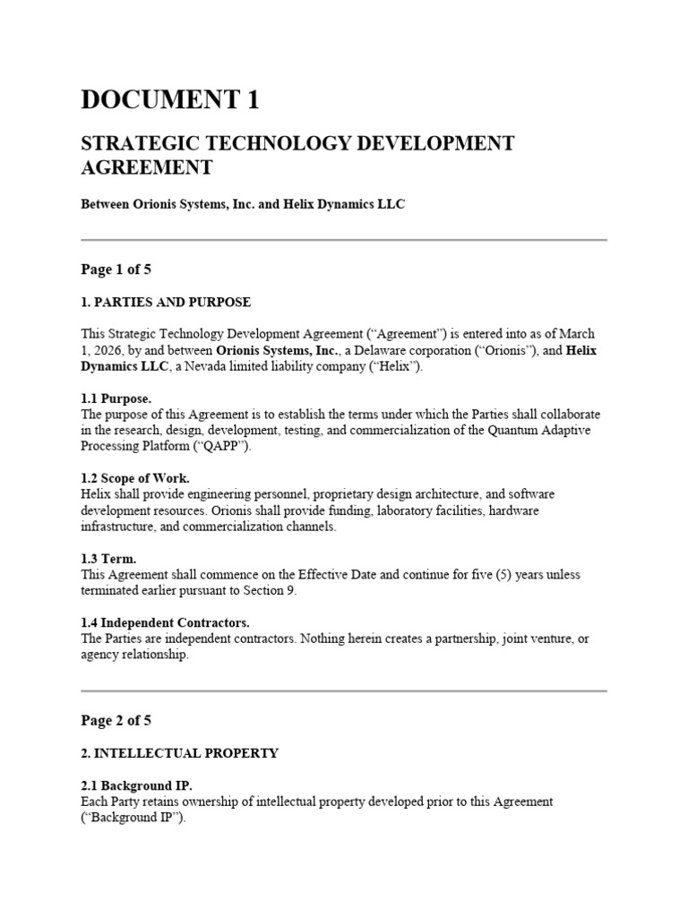 Strategic Technology Development Agreement | PDF | Trade Secret | Patent