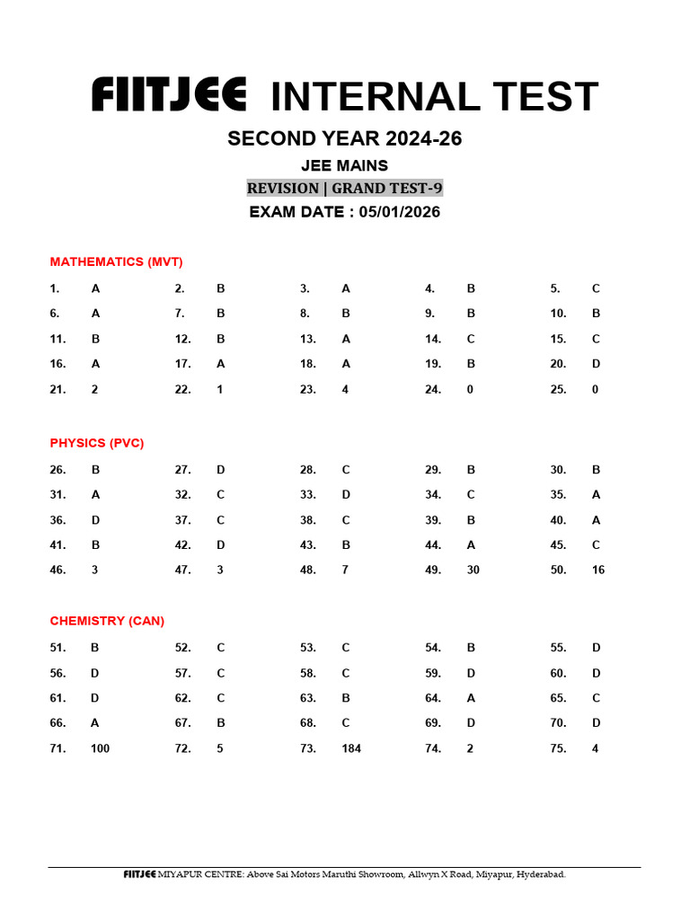 SR Rev Mains Gt-9 05-01-2026 Final Key | PDF
