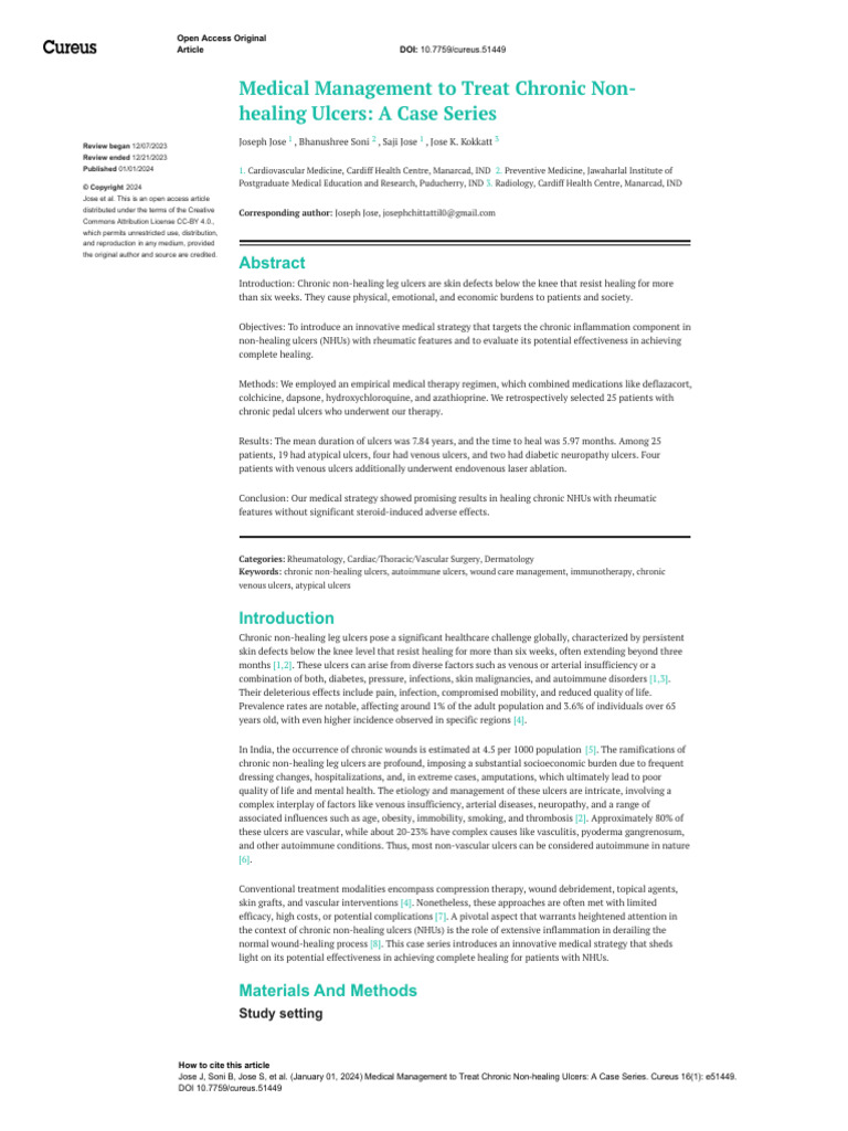 Chronic Non Healing Ulcers | PDF | Wound | Glucocorticoid