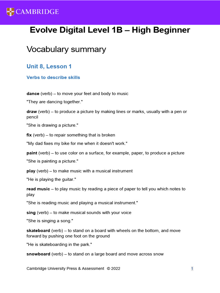 Unit 8 - HB - Vocabulary | PDF | Verb | Language Families