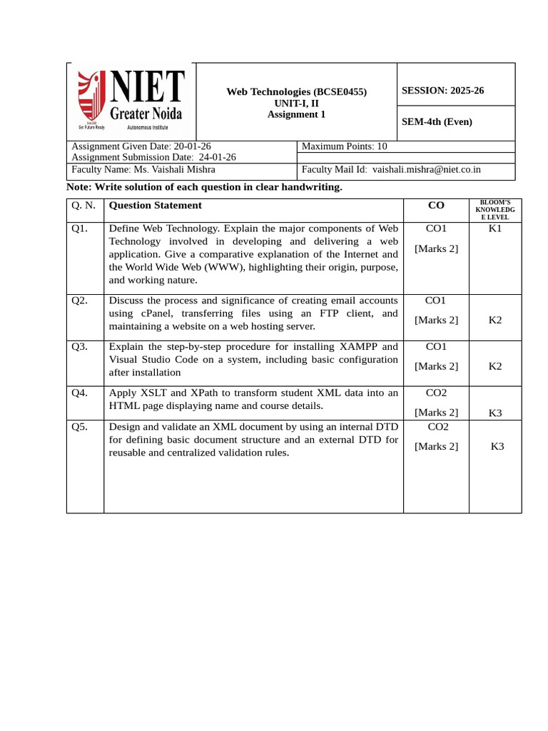 Assignment 1 WT 2026 | PDF