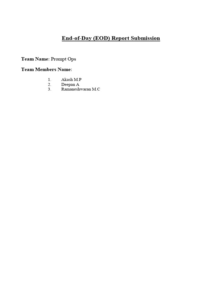 End-of-Day (EOD) Report Submission:: Prompt Ops | PDF