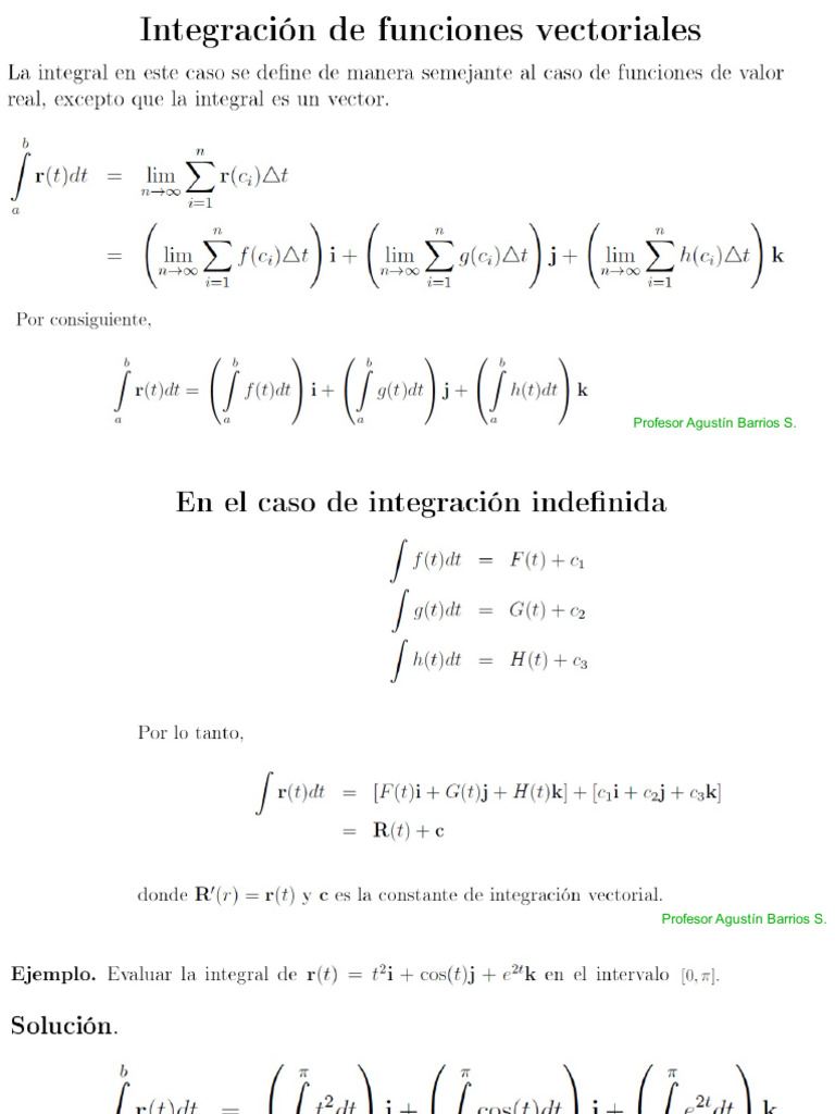 Integración de Una Función Vectorial | PDF