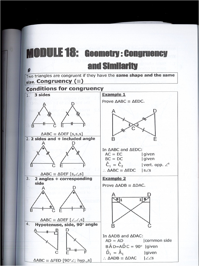 Module 18 Geometry Congruency and Similarity | PDF