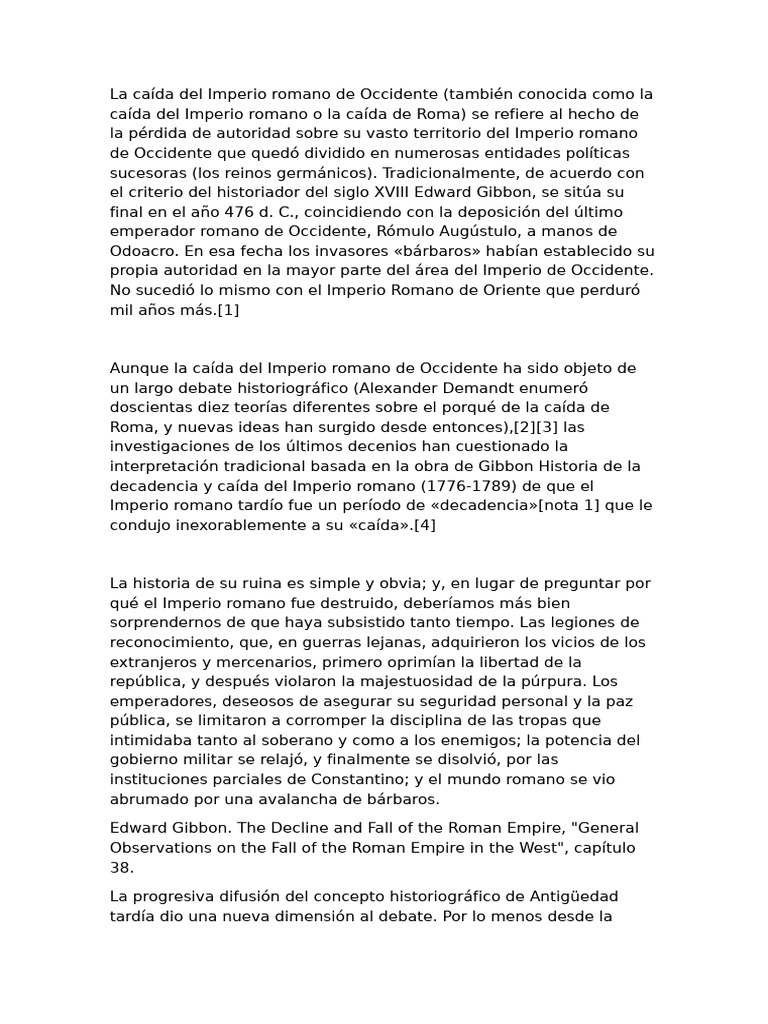 La Caída Del Imperio Romano de Occidente | PDF