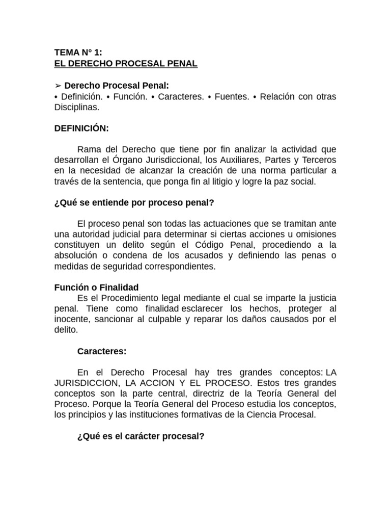1.- Temas 1 y 2 | PDF | Ley procesal | Derecho penal