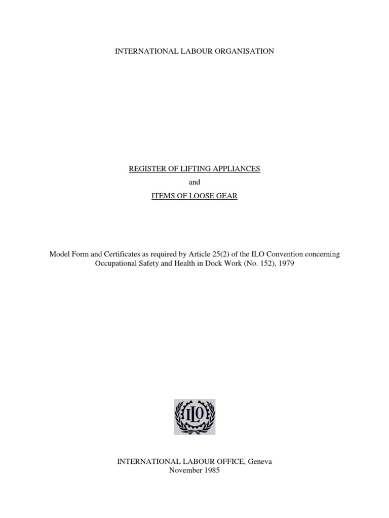 Lifting Appliances and Gear Register | PDF | International Labour ...