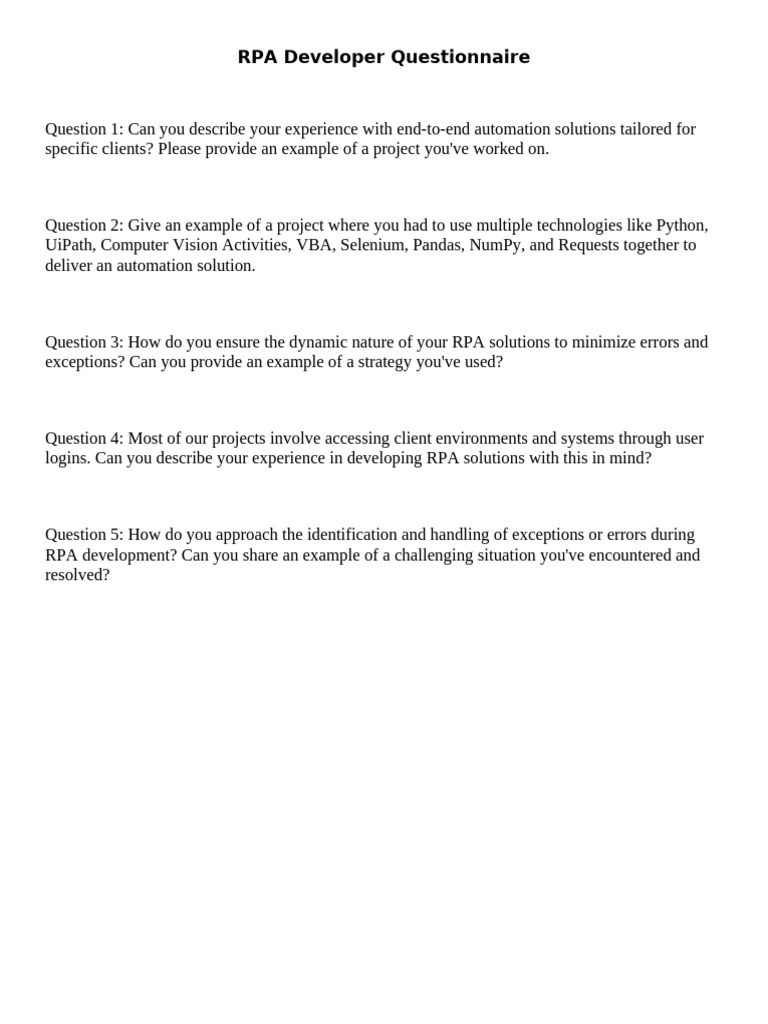 RPA (2) Questions | PDF