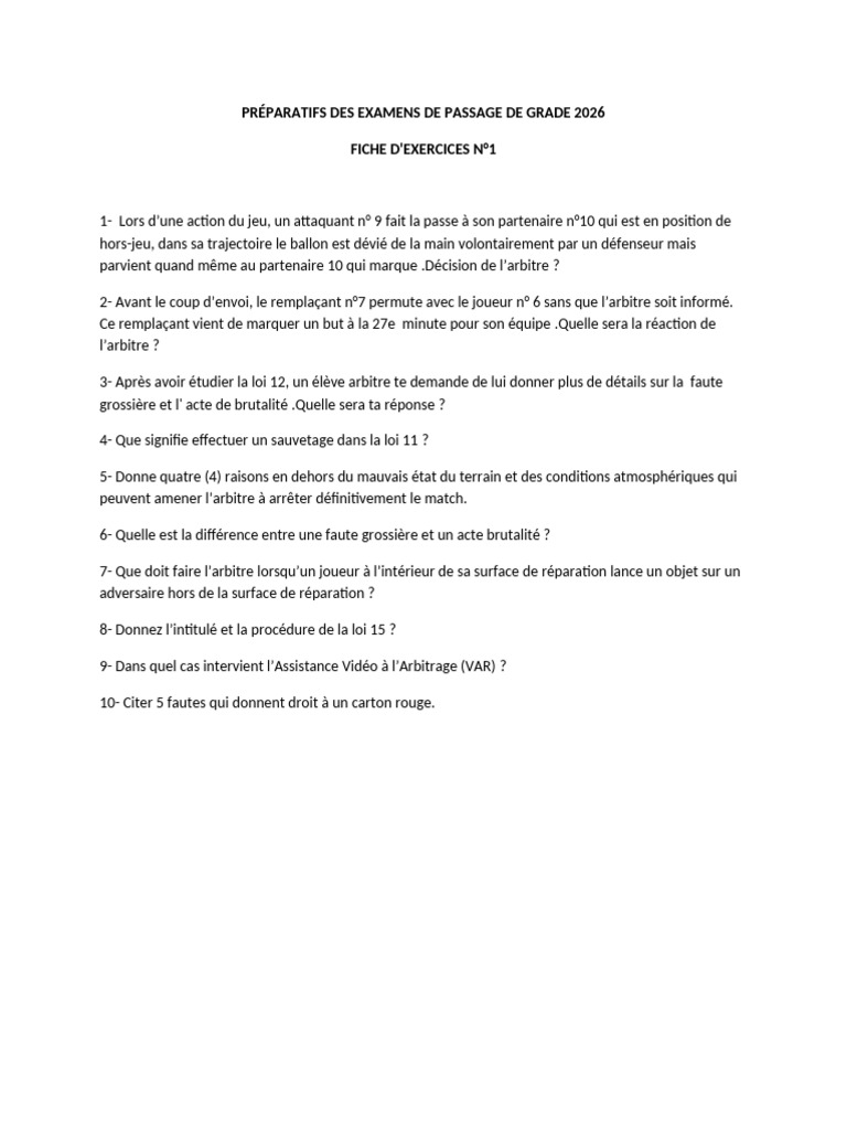 PRÉPARATIFS Passage de Grade 2026 | PDF