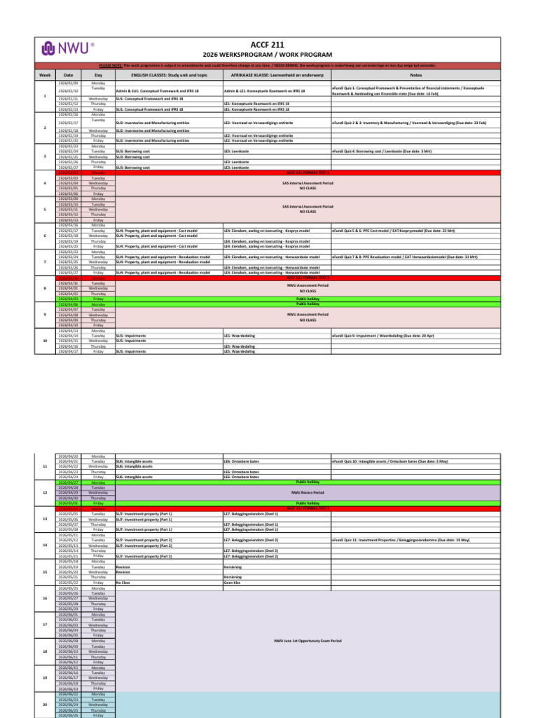 2026 ACCF 211 Work Programme | PDF | Financial Accounting | Corporations