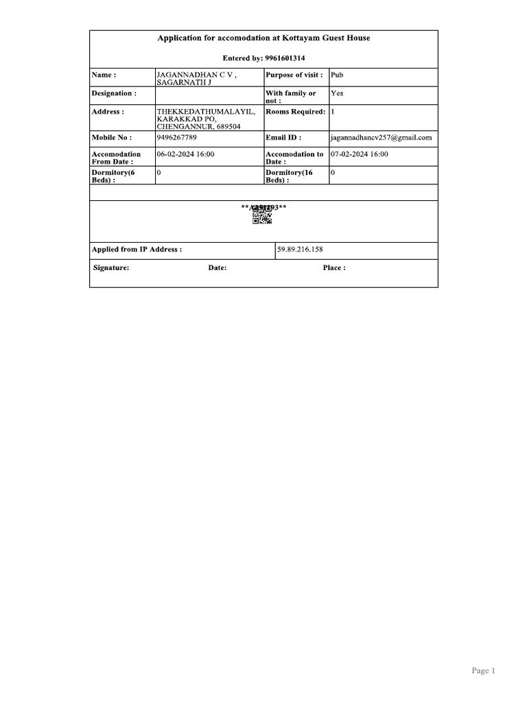 Booking | PDF