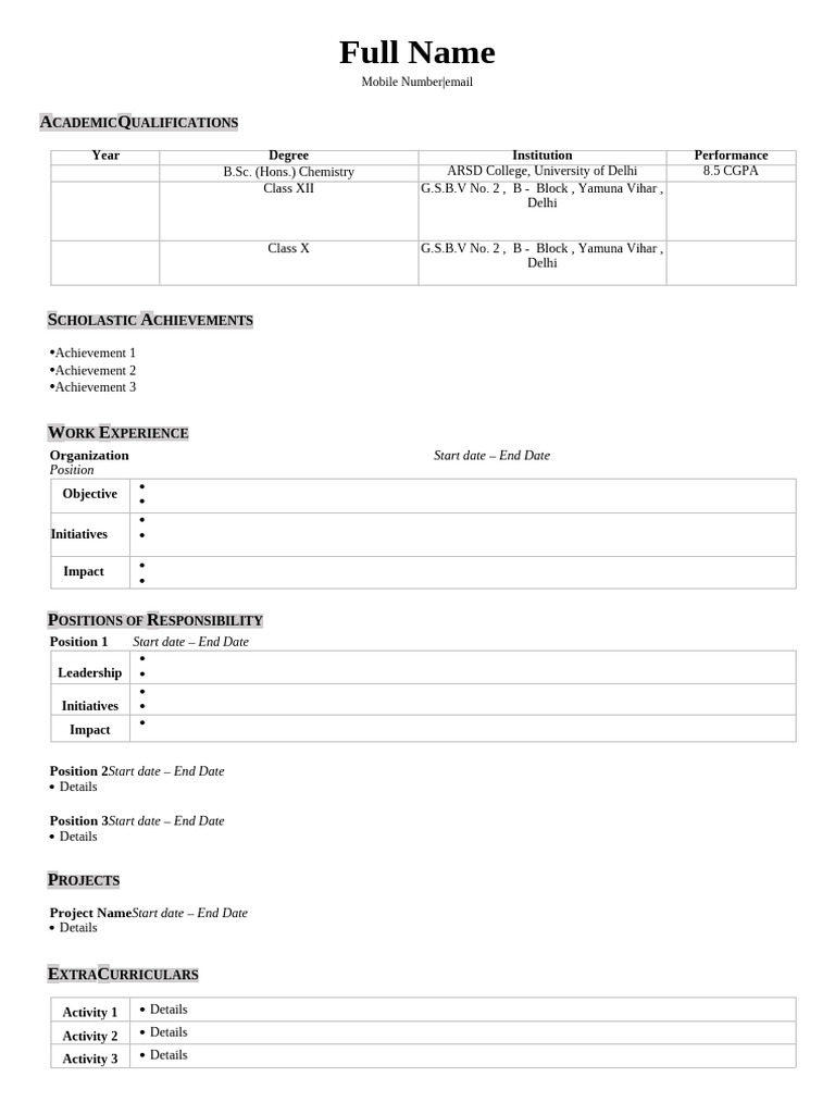 Ankit Sample CV Arsd-College | PDF