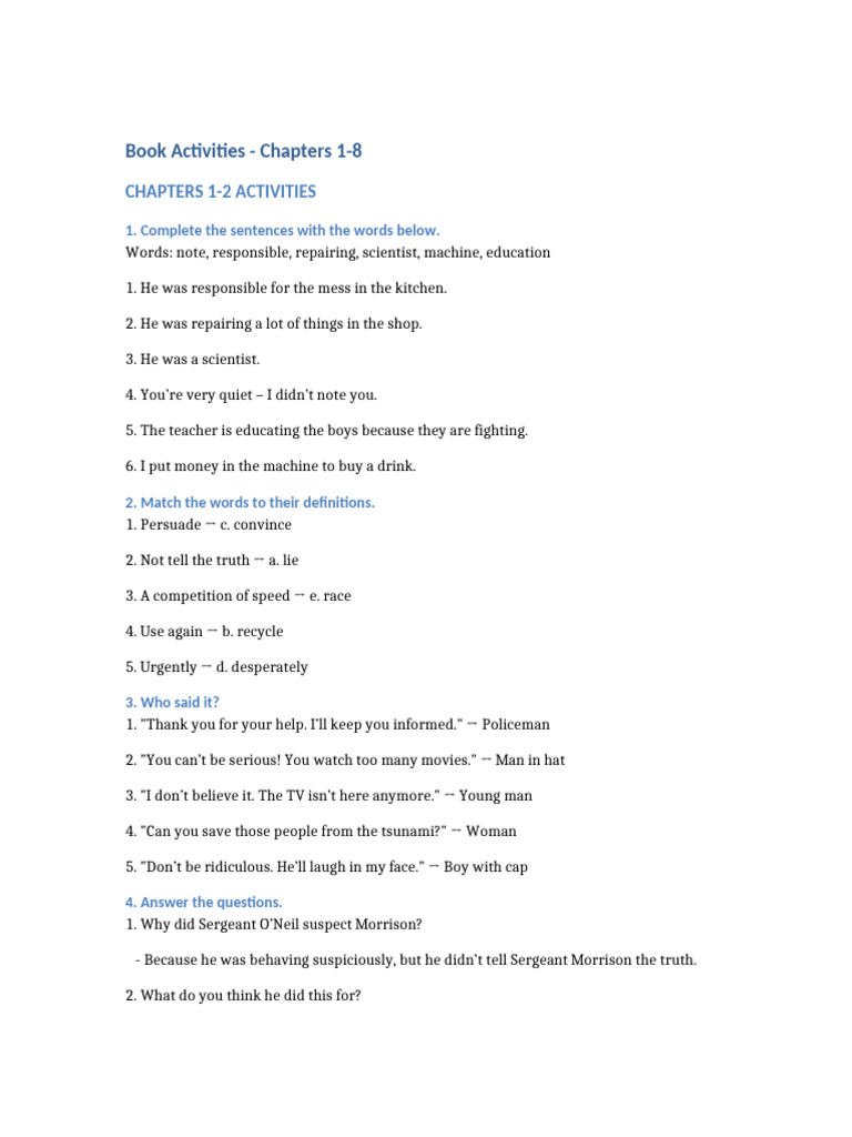 Book Activities | PDF