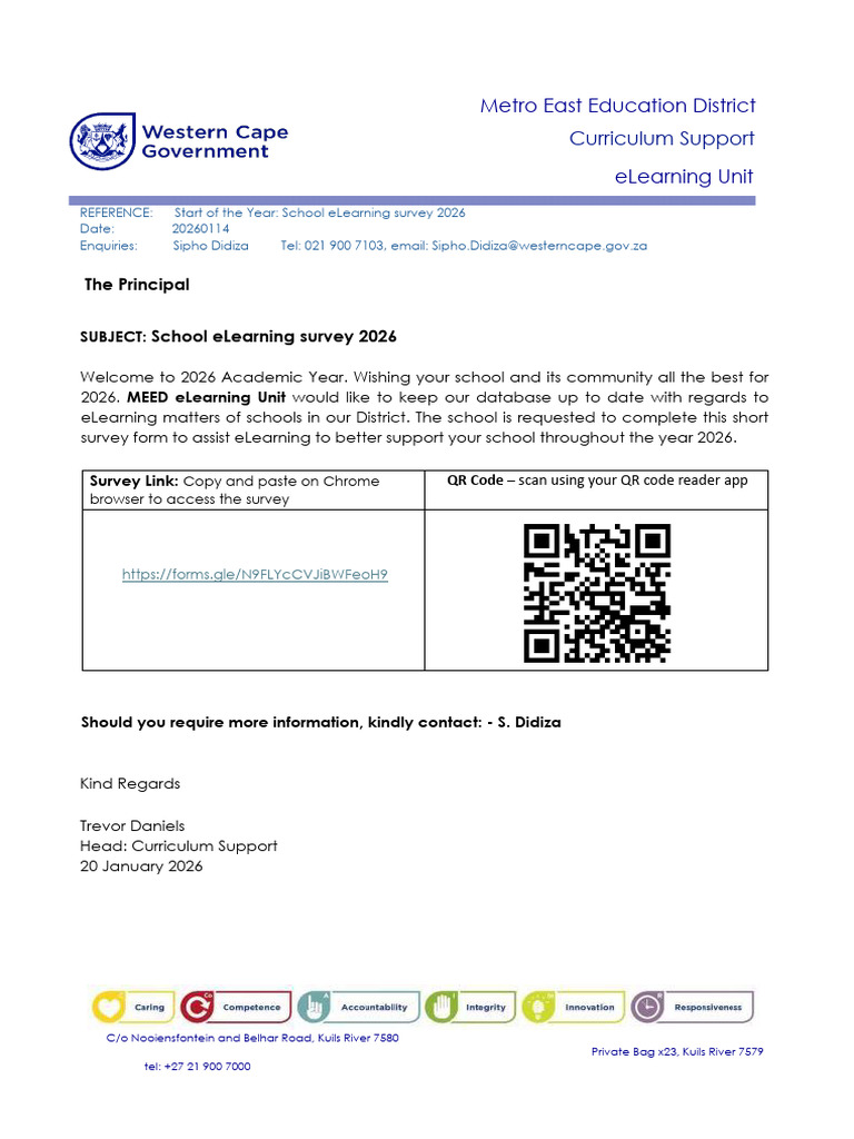 ELearning - Start of The Year - School ELearning Survey - 2026 | PDF
