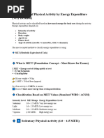 MET Levels for Physical Activities | PDF