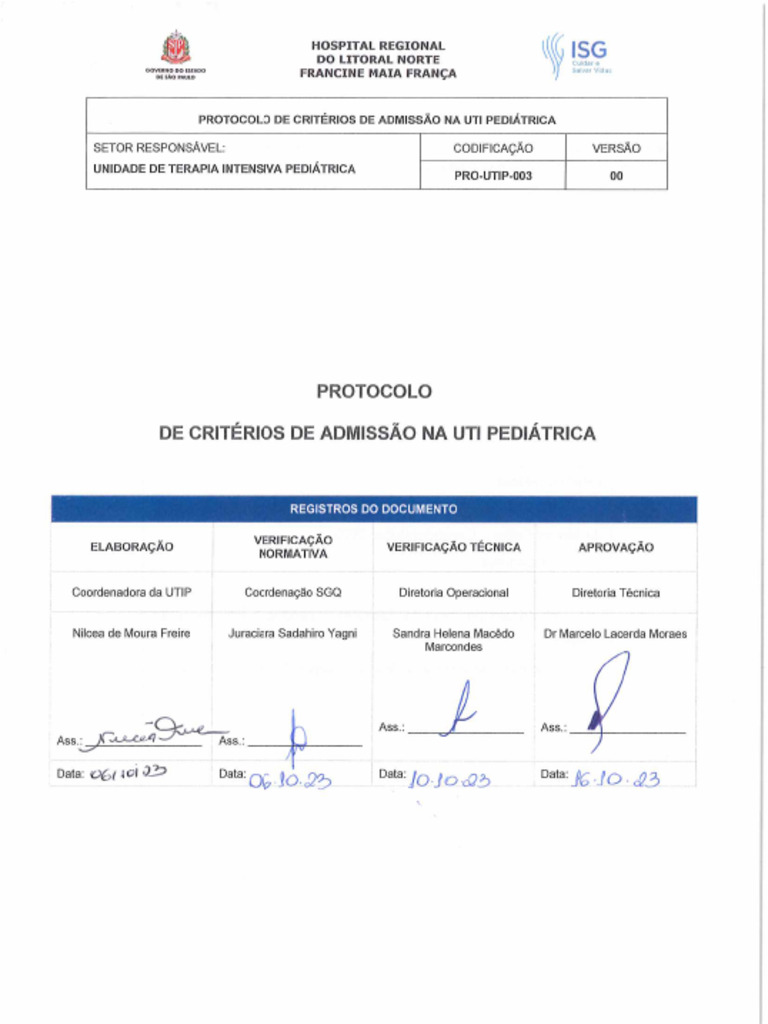Pro-Utip-003 - Protocolo de Critérios de Admissão Na Uti Pediátrica ...