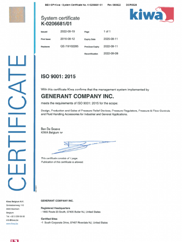 Generant ISO 9001 2015 Certificate | PDF